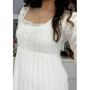 Suéter de Punto Trenzado con Cuello Cuadrado para Mujer, Botones en la Parte Delantera, Color Sólido, Estilo Informal para Otoño e Invierno, Mezcla de Viscosa y Poliéster - Product Image 5