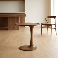 Table d'appoint moderne en bois massif en forme de tulipe, table d'appoint ronde à piétement unique pour salon et chambre à coucher