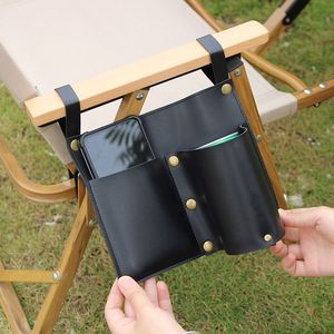 Hanging Storage Bag for Outdoor <b>Camping</b> Pu Leather Side Pocket Bedside Use Chair Storage - Product Image 2