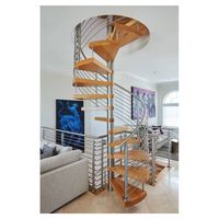 Escalier d'intérieur en colimaçon en bois de construction de grenier au design personnalisé avec garde-corps 304ss Deuxième étage Escalier en acier antidérapant