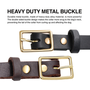 लट समायोज्य पूर्ण अनाज थोक लक्जरी असली लेदर कुत्ते कॉलर - Product Image 3