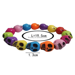 Bracelet élastique tête de mort pour fête gothique, accessoire style <span class=keywords><strong>rockabilly</strong></span>, bijoux pour événement à thème vintage, cadeau de Noël - Product Image 6