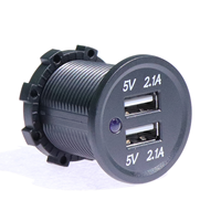 Adaptateur chargeur USB 12V 24V double port, 4,2A au total, avec voyant LED vert, charge rapide, montage sur panneau pour voiture, bateau, marine