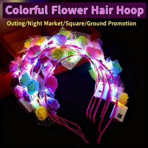 Accesorio para el Cabello con Corona de Diez Flores y Luces LED de Colores, Juguete Decorativo para Navidad, Halloween y Fiestas - Product Image 2