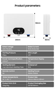 Calentador de Agua Instantáneo Premium para Apartamentos y Estudios, Calentador de Agua Instantáneo de Alta Eficiencia Energética, Calentamiento Rápido de 5500w - Product Image 2