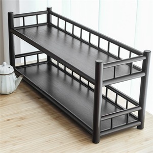 Estantes de exhibición antiguos de madera maciza, bandeja de té de varias capas para accesorios de ceremonia del té, forma rectangular, origen Dehua - Product Image 4