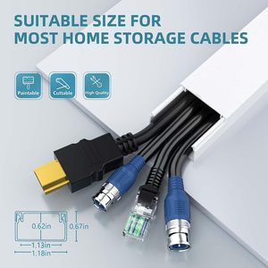 157 pouces PVC et caoutchouc cordon couverture 15 pièces Kit de connecteurs pour 4 câbles <span class=keywords><strong>TV</strong></span> Raceway fente cordon gestion correcteur fil Hider - Product Image 3