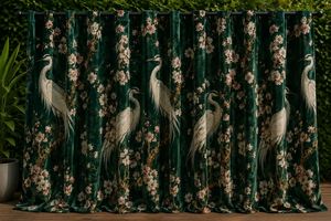 Cortina con diseño de ensueño de pájaros, de terciopelo o opaca, estilo Art Nouveau, cada panel es elegante y decorativo para la sala de estar - Product Image 2