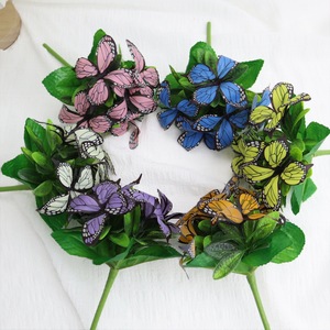 Fleurs artificielles papillon à tige unique, bouquet de fleurs séchées en plastique, décoration de mariage, décoration intérieure, accessoires de photographie en extérieur - Product Image 2