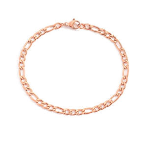 Semplice Bracciale a Catena Figaro in Acciaio Inossidabile 316L Placcato Oro 14K, Larghezza 4 mm, Lunghezza 19 cm - Product Image 2