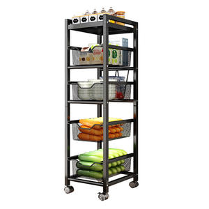 Étagère de rangement de cuisine Najia à 6 niveaux en acier au carbone avec roulettes, organisateur multifonctionnel portable pour usage domestique - Product Image 4