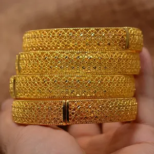 Indian Bridal Luxury 24k Gold Plated Bangles Bracelets Africa Wedding Hand Jewelry For Dubai Party Jewellery Gifts