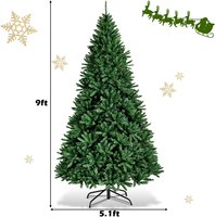 Arbre de Noël artificiel en PVC vert géant commercial de 9 pieds avec support en métal à 3594 embouts