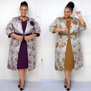 Turkey Women Dress Africa Women Plus Size Church Dress Long <b>Jacket</b> Two Pieces Set Lady All Occasion Clothing - Product Image 3