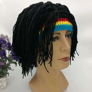 Jamaican Kufi tejido divertido fiesta hombres <span class=keywords><strong>Cos</strong></span> Rasta tejido Beanie boina ganchillo rastas peluca sombrero gorra - Product Image 3