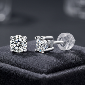 Pendientes de botón de oro blanco de 14K con vermeil y plata de ley 925 con moissanita VVS para mujer y hombre, joyería elegante de 3 puntas, regalo para cualquier ocasión - Product Image 3