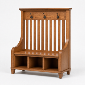 Porte-manteau et rangement à chaussures pour salon, style vietnamien, avec banc et espace de rangement pour chaussures, vente en gros - Product Image 2