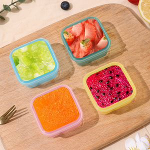 <b>Mini</b> Baby Food <b>Storage</b> <b>Box</b> Square Clip-On Lids Airtight Travel Size Yellow Pink Blue Green - Product Image 4