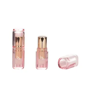 Competitive price New 12.1mm Pink Clear Cosmetic Empty Square Lipstick Tube Custom