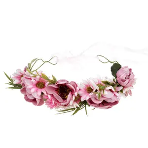 Fc420 fábrica personalizar artesanal flor coroa cabeça de casamento bainha acessórios guirlanda de cabelo