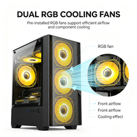 Boîtier de PC de jeu Micro ATX de taille moyenne avec panneau latéral en verre trempé et ventilateurs de refroidissement RGB
