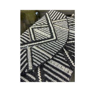 Embrague de diseño geométrico Forro de algodón ecológico Cierre de botón de cuentas impermeable Bolsa portátil de gran capacidad - Product Image 2