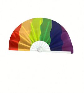 Bamboo Folding 33Cm Clack & Rainbow Hand Fan for Halloween Occasions - Product Image 2