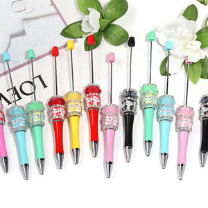 Stylo à bille en plastique avec strass colorés, design de chat KT de dessin animé, nouveau modèle 2025, fabrication de bijoux, jouets durables - Product Image 2