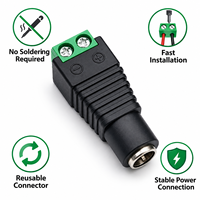 Adaptateur de prise d'alimentation femelle DC 5,5x2,1 mm à bornes à vis, 2 broches, pour CCTV, bande LED, connecteur d'alimentation basse tension
