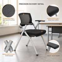 Chaise d'étude pliable pour étudiants avec dossier en maille respirante et siège rembourré, chaise de classe ergonomique empilable pour la maison et le bureau