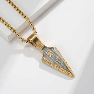 <span class=keywords><strong>Collier</strong></span> tendance en acier inoxydable hypoallergénique avec pendentif œil d'Horus, Ankh, pointe de lance, style japonais unique et original, pendentif <span class=keywords><strong>Kunai</strong></span> - Product Image 3