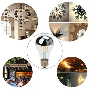 Edison E27 <span class=keywords><strong>E14</strong></span> cổ điển LED bóng đèn dây tóc 4 Wát tương đương với 40 Wát Halogen liên tục hiện tại nửa Chrome gương kết thúc cuộc sống lâu dài phong cách - Product Image 6