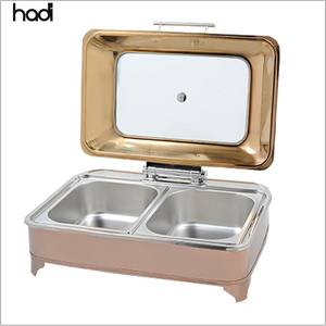 Suministros para Hoteles y Restaurantes al por Mayor, Baño María Cuadrado para Buffet, Plato para Calentar Comida en Color Oro Rosa, Platos para Servir Catering - Product Image 6
