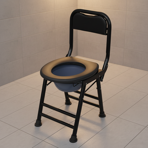 Chaise de toilette pliable <span class=keywords><strong>à</strong></span> dossier haut pour personnes âgées avec seau amovible, idéale pour les femmes enceintes comme chaise de douche - Product Image 4