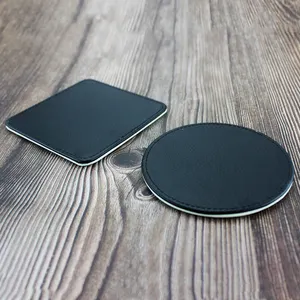 10 Pieces Sublimation Blank Cup Coasters Square Round Blank PU Leather Coaster For Heat Transfer Printing