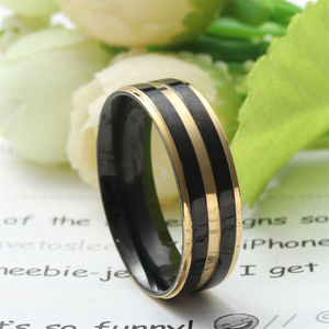 Men's Two-Tone Gold And <b>Black</b> <b>Titanium</b> Steel <b>Ring</b> Geometric Fashion Jewelry Gift - Product Image 2