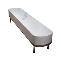 Meuble TV personnalisable directement de l'usine avec tiroir - Unité de rangement en bois premium de 210 cm (Blanc/Noir)