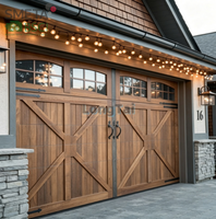 Porte de garage en bois massif de style européen vintage, fabrication artisanale de qualité supérieure, design haut de gamme, idéale pour les développements immobiliers de luxe
