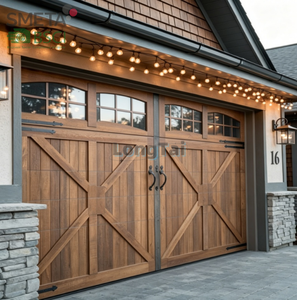 Porte de garage en bois massif de style européen vintage, fabrication artisanale de qualité supérieure, design haut de gamme, idéale pour les développements immobiliers de luxe - Product Image 5