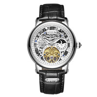 Montre mécanique pour homme NESUN 9097, populaire et unique, avec bracelet en cuir véritable, lumineuse, automatique, à cadran ajouré, pour les affaires