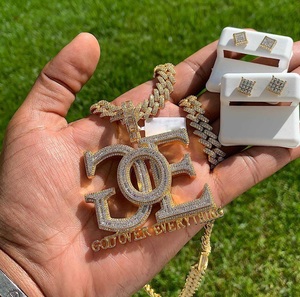 Nouveau Iced Out Bling <span class=keywords><strong>God</strong></span> Over Everything Pendentif Collier Or Argent Plaqué 5A Zircon Lettre GOE Charme Hommes Hip Hop Bijoux - Product Image 3