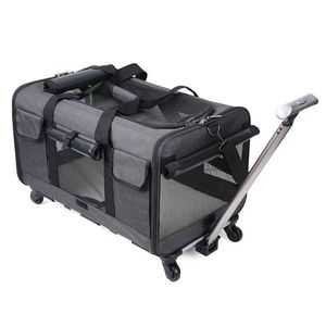 Vente en gros sac de transport portable pour chat et petit chien détachable et respirant pour l'extérieur avec roues - Product Image 1