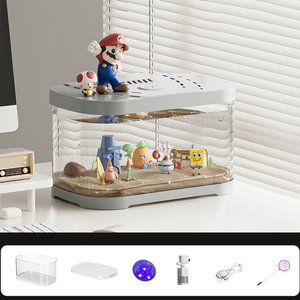 Acquario Rettangolare Quadrato da Tavolo in Vetro con Pompa dell'Acqua, Illuminazione per Piante, Eco-Compatibile, Ultra Silenzioso, 32L, Accessori per Soggiorno - Product Image 3