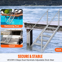 Échelle de bordure réglable à double accoudoir en aluminium pour escalier, balcon, piscine et pont maritime