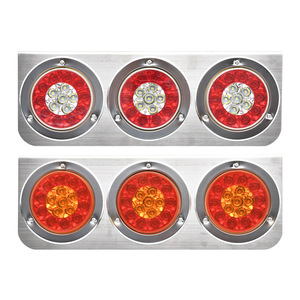 1 chiếc đèn LED đuôi xe tải Nhật Bản 3 lỗ 4 inch màu kép kết hợp đèn màu đỏ + hổ phách/Thép không gỉ màu trắng 12V/24V Điều kiện Mới - Product Image 2