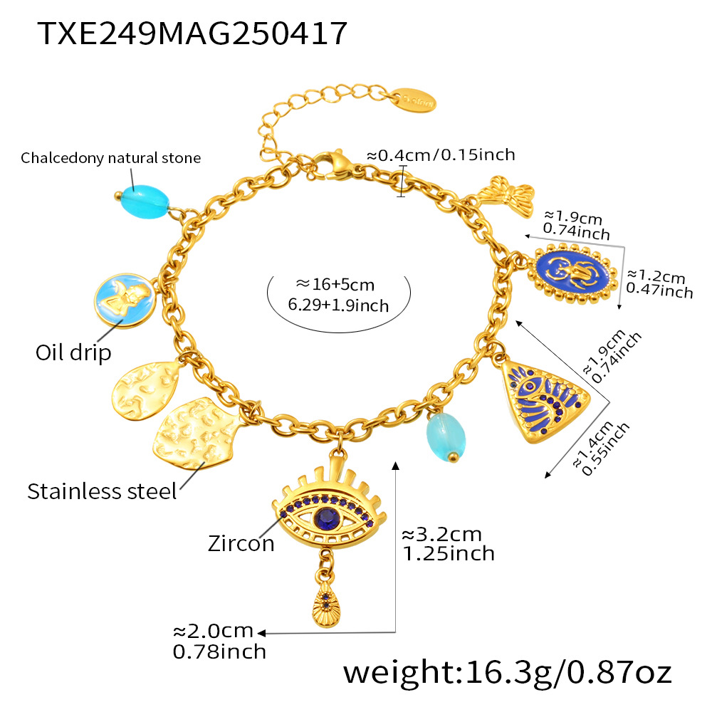Bracelet Txe249-or zircon bleu-16+5cm