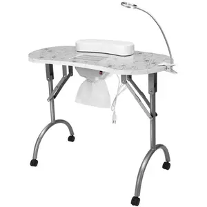 Hot Sale Nail Table Portable Folding Nail Table With Vacuum Cleaner LED Light Nail Lamp Manicure Table