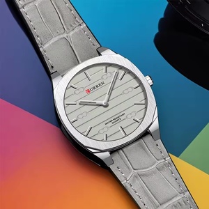 CURREN <span class=keywords><strong>Montre</strong></span> à quartz minimaliste à la main sans seconde pour hommes, montres-bracelets à la mode minces et légères avec <span class=keywords><strong>bracelet</strong></span> en cuir 8480 - Product Image 3