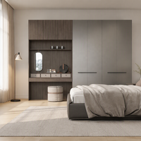 Armoire autoportante moderne en chêne avec portes affleurantes asymétriques, meuble de rangement pour dressing, extensible et ajustable, gain de place