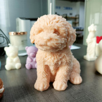 Bougie parfumée en cire de soja en forme de chien Teddy assis mignon, décoration d'intérieur pour les amateurs de chiens Teddy